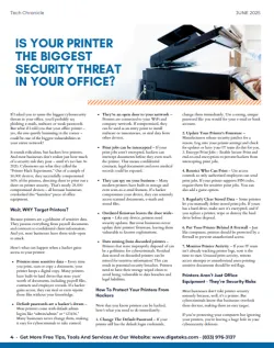 Office printer used in cybersecurity article discussing printer-related security threats and protection tips.